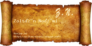 Zoltán Noémi névjegykártya